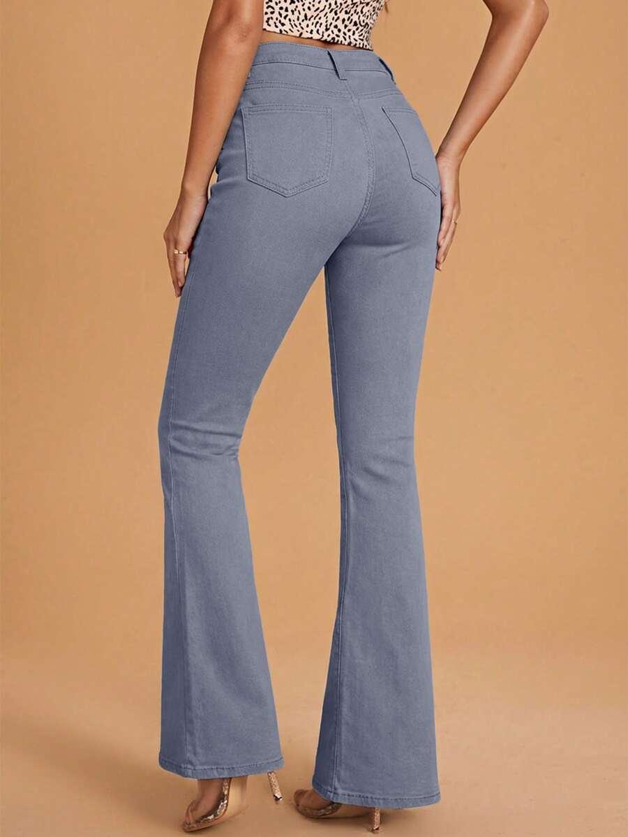 SZARE SPODNIE JEANS WYSOKI STAN
