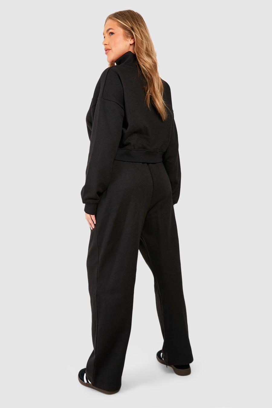 czarny komplet dresowy proste spodnie