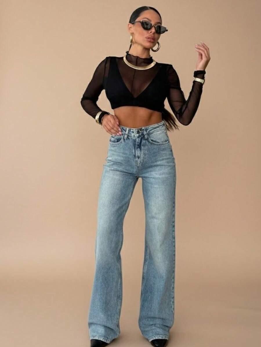DAMSKIE JEANSY Z WYSOKIM STANEM 