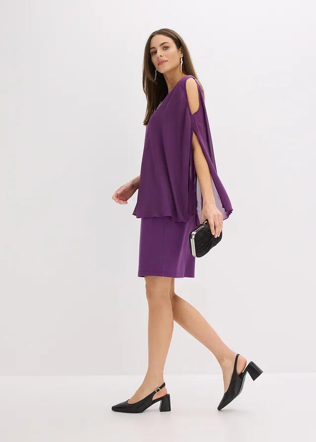 fioletowa mini sukienka v-neck