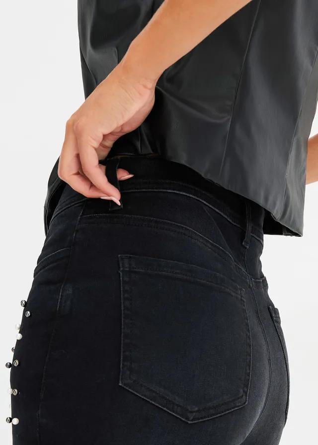 CZARNE SPODNIE JEANS ZDOBIENIE