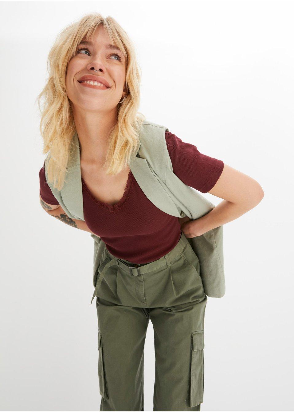 BORDOWY T-SHIRT V-NECK 
