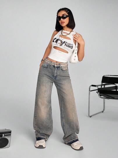 SPODNIE JEANS SZEROKIE NOGAWKI