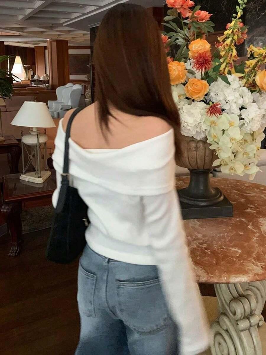 biała bluzka długi rękaw 