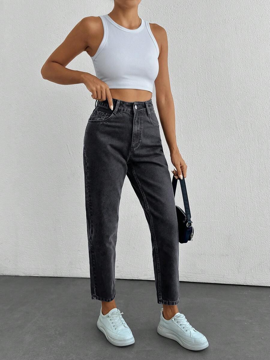 CZARNE SPODNIE JEANS