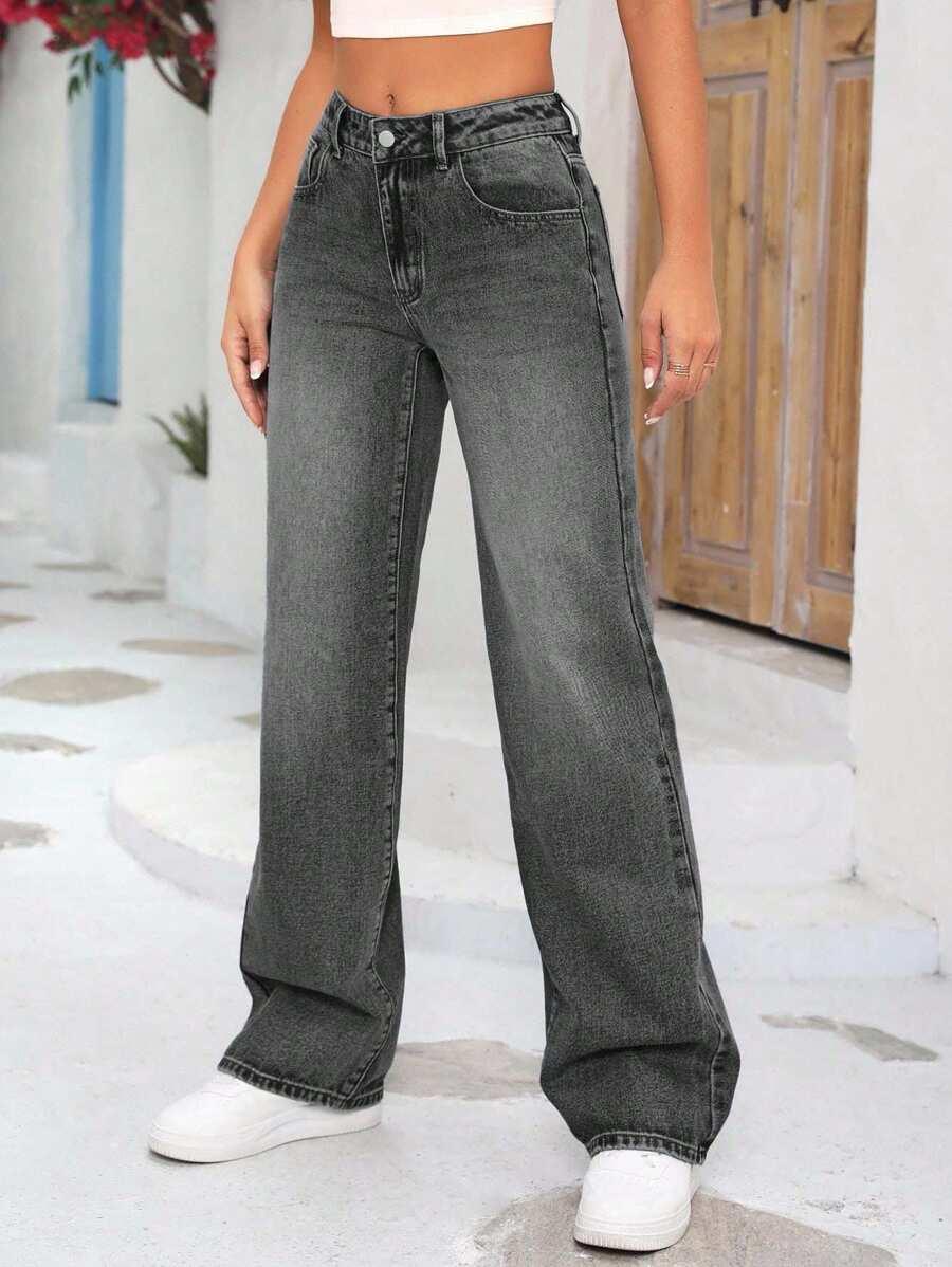 SZARE PROSTE SPODNIE JEANS