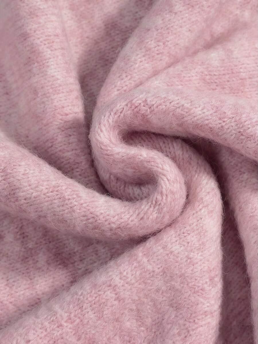 RÓŻOWY SWETER OKRĄGŁY DEKOLT 