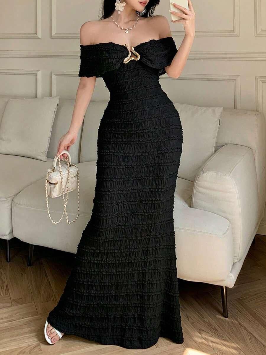 CZARNA MAXI SUKIENKA