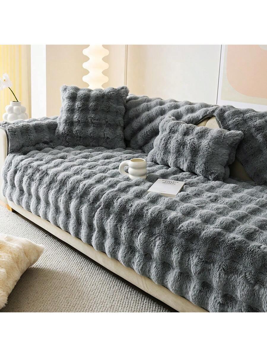 SZARA FLUFFY NARZUTA NA SOFĘ 