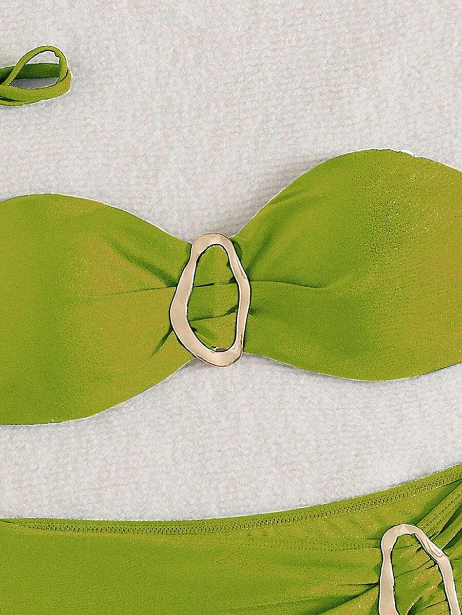 zielony komplet bikini zdobienie