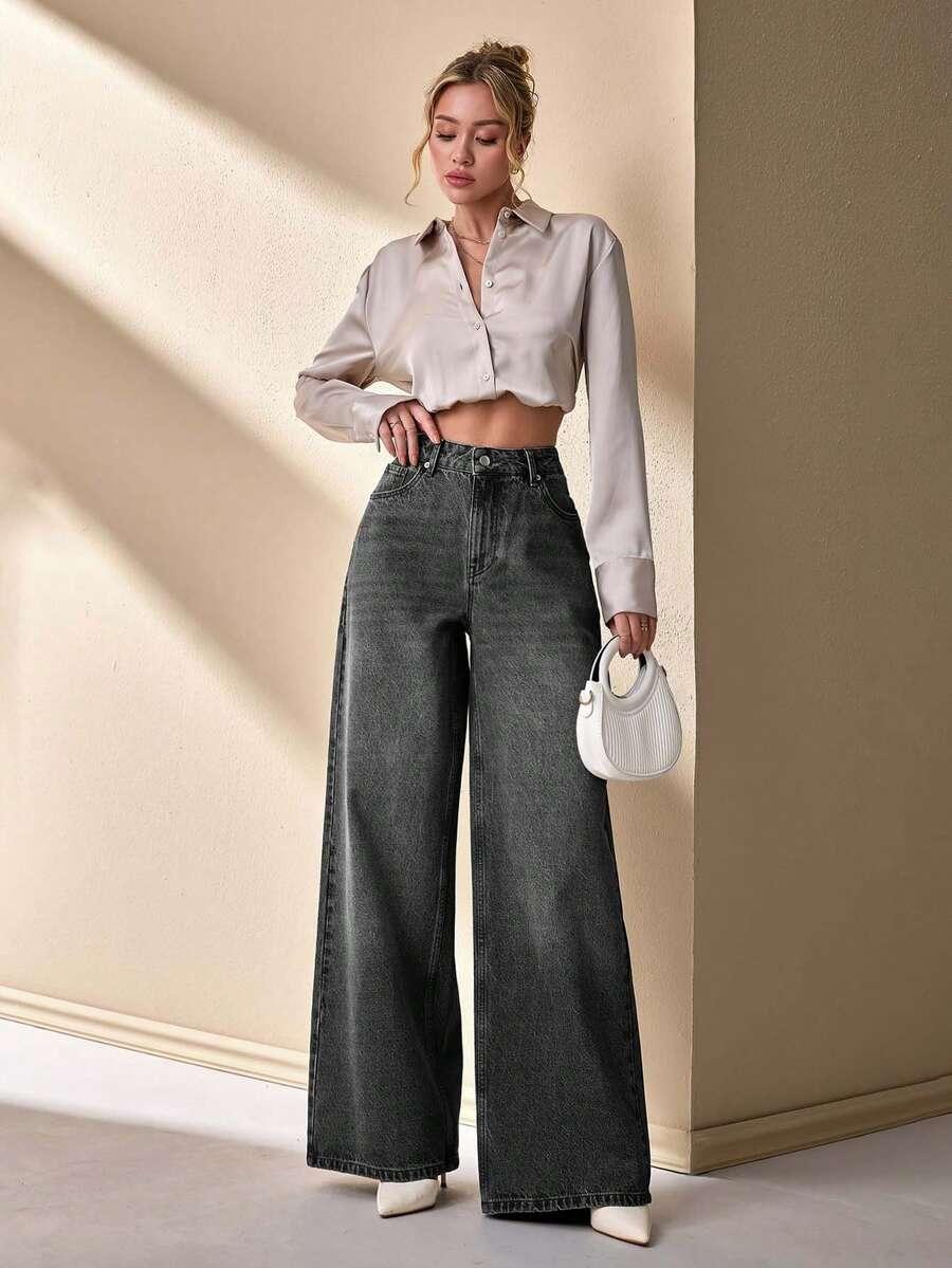 spodnie jeans wysoki stan