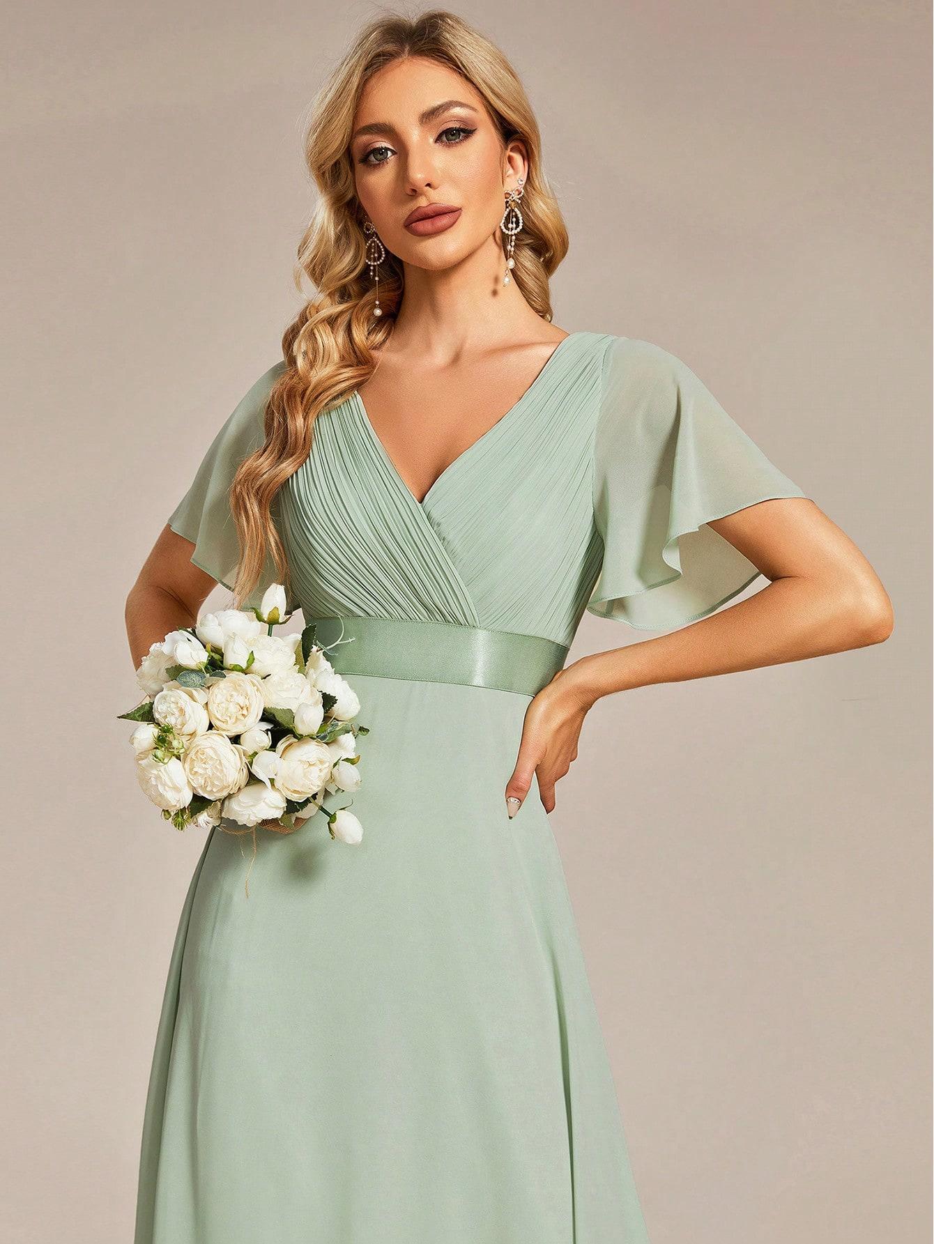 ZIELONA MAXI SUKIENKA V-NECK