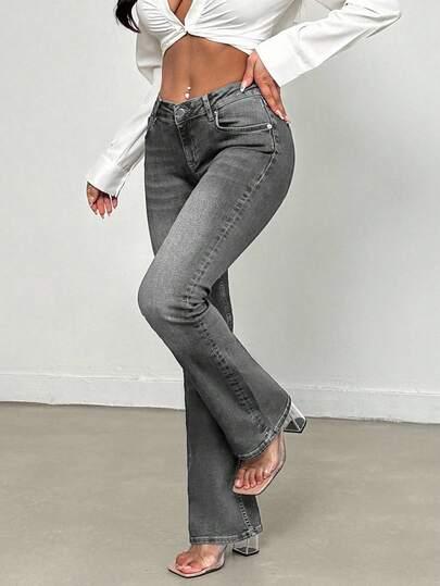 SZARE SPODNIE JEANS 