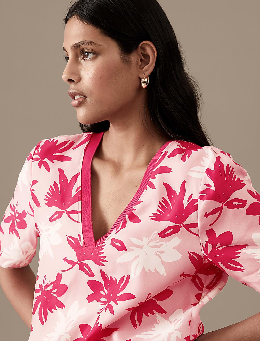 bluzka v-neck wzór T50-2176T-A4