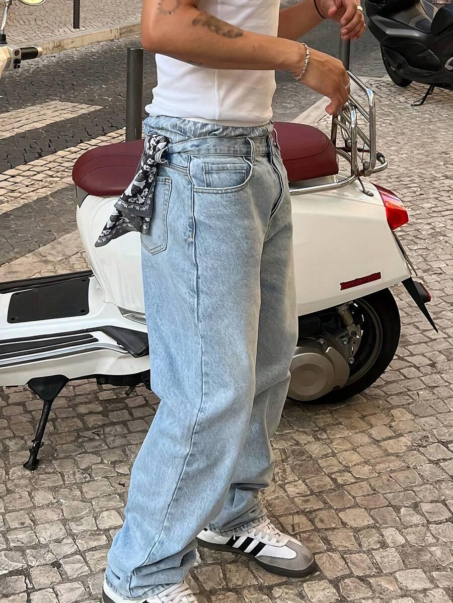 NIEBIESKIE PROSTE JEANSY