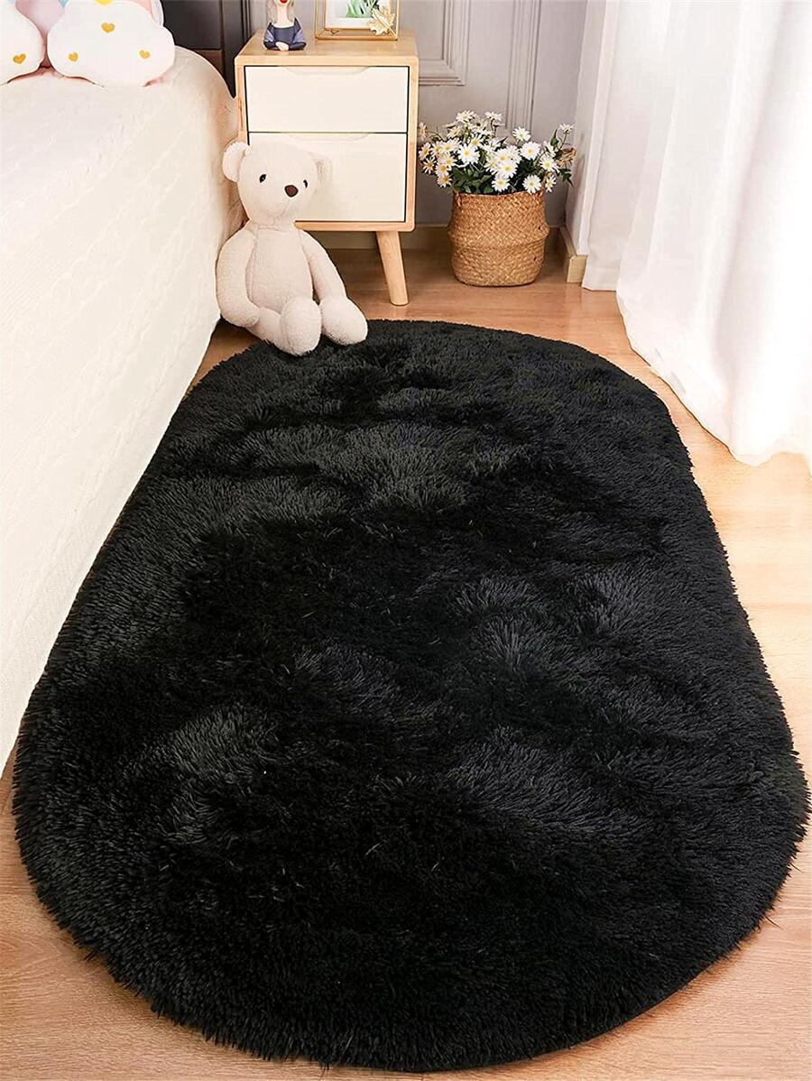 CZARNY FLUFFY DYWAN