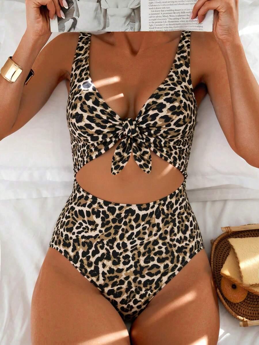 JEDNOCZĘŚCIOWY STRÓJ KĄPIELOWY ANIMAL PRINT WYCIĘCIE 