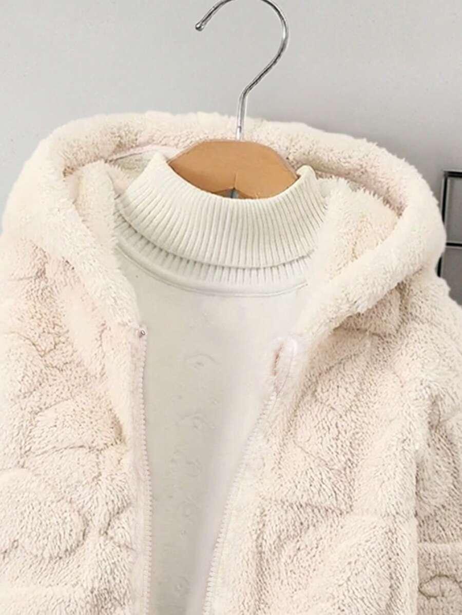 biała bluza z kapturem miś