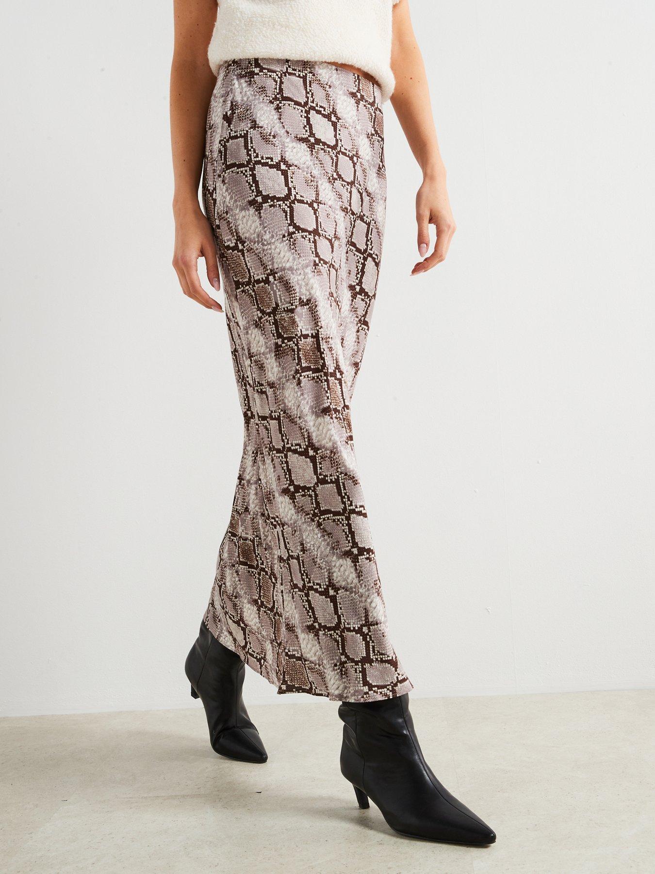 MANGO SPÓDNICA MAXI WĘŻOWY WZÓR