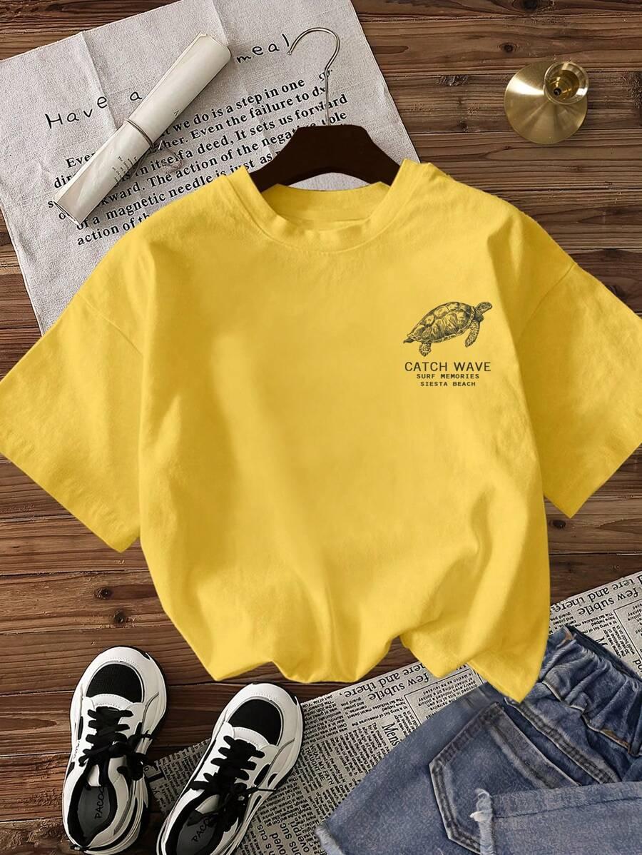 żółty t-shirt nadruk