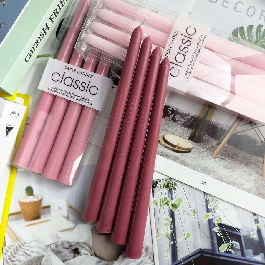 różowe świece 4-pack
