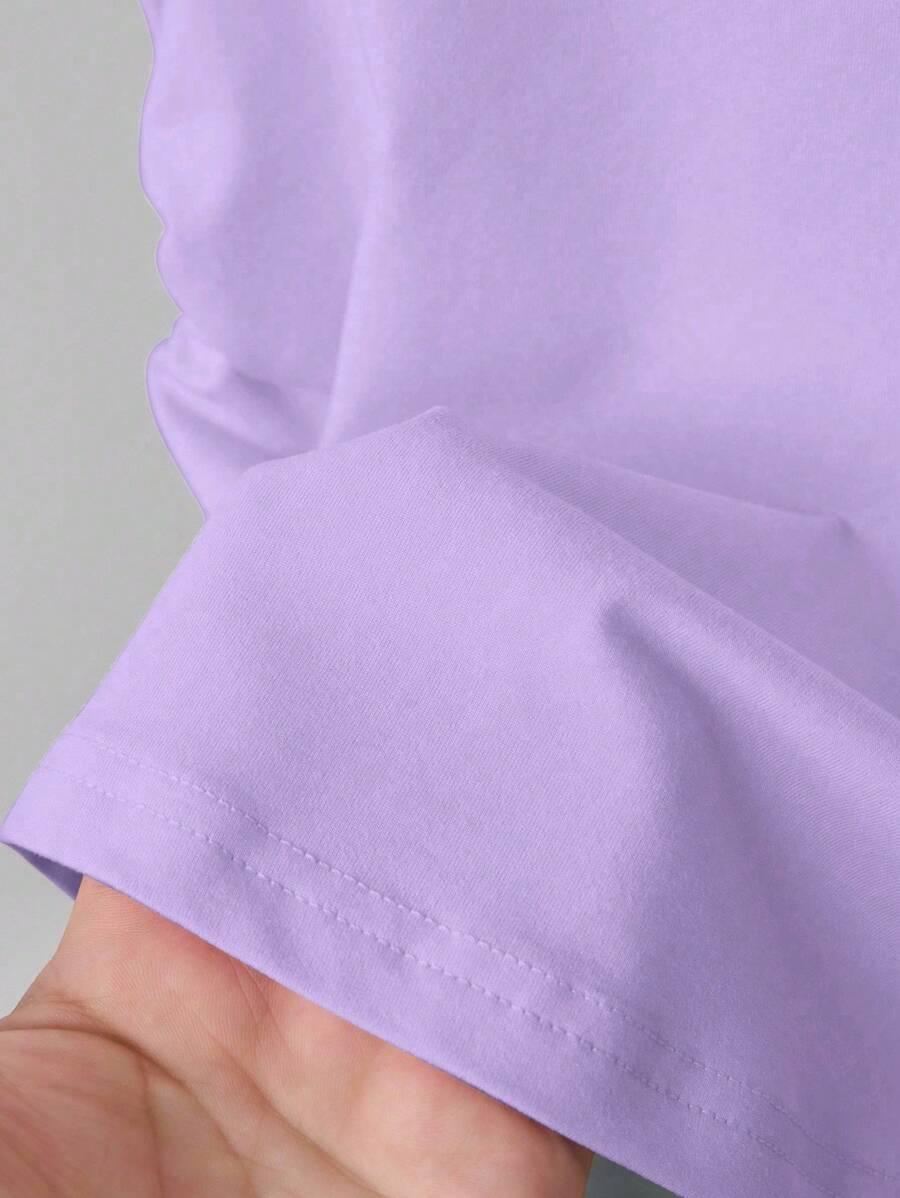 fioletowy top z krótkim rękawem