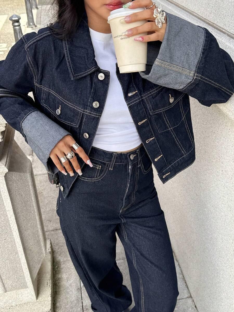 GRANATOWA KURTKA JEANS