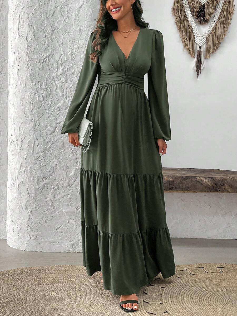 maxi sukienka v neck 