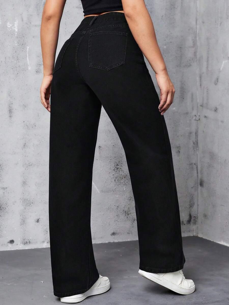 CZARNE SPODNIE JEANS 