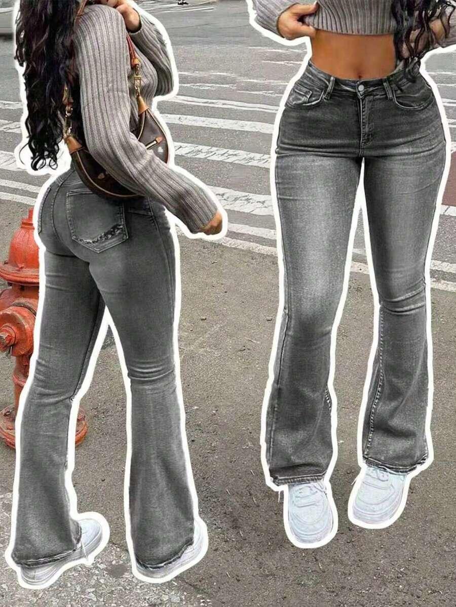 szare jeansy zamek