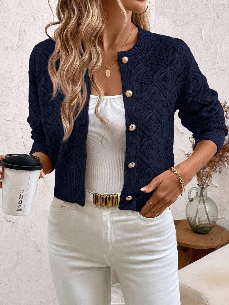 GRANATOWY SWETER GUZIKI