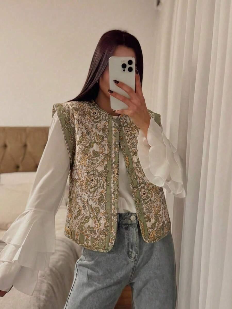 KAMIZELKA CASUAL KWIATY 