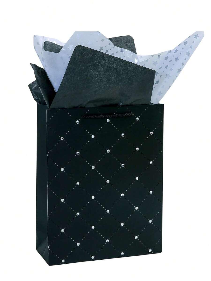 CZARNY PAPIER DO PAKOWNIA PREZENTÓW 12-pack