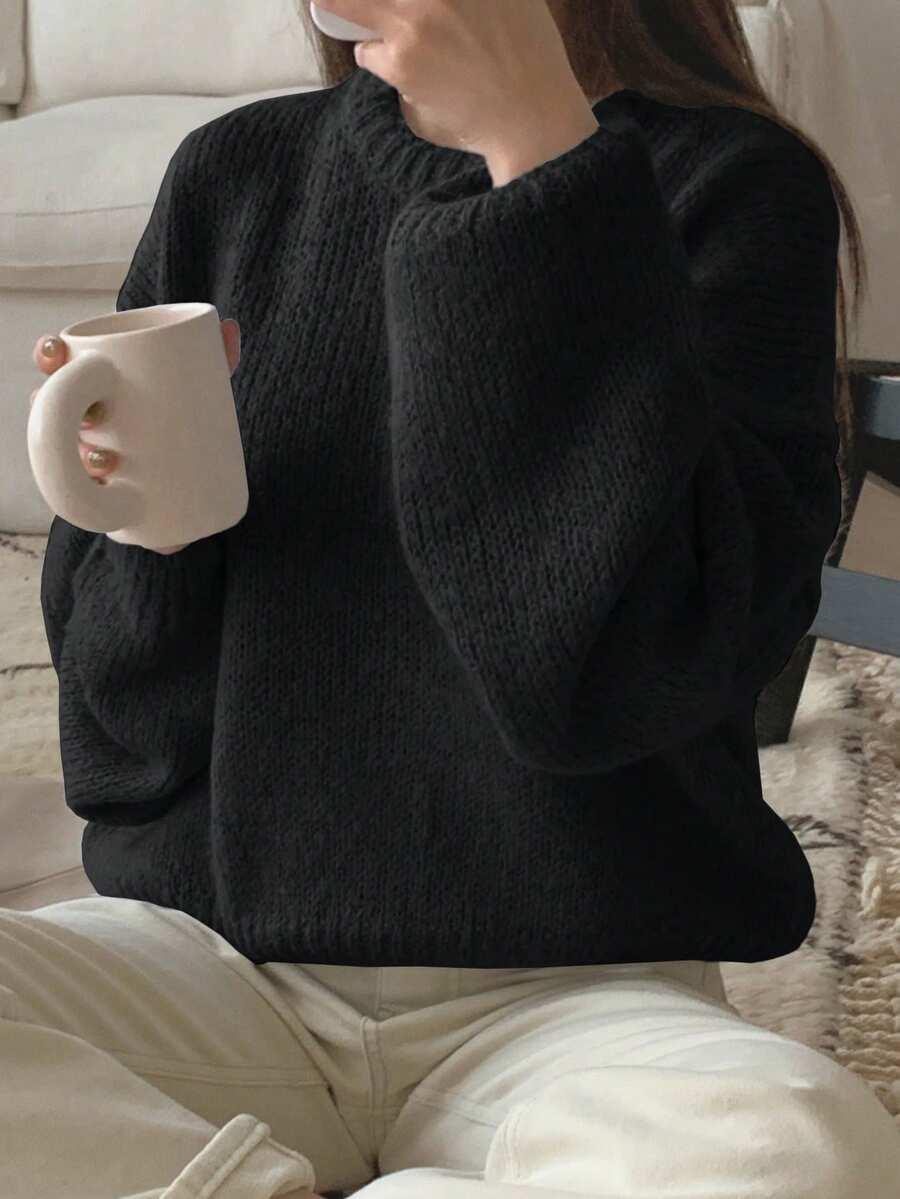 CZARNY SWETER OKRĄGŁY DEKOLT