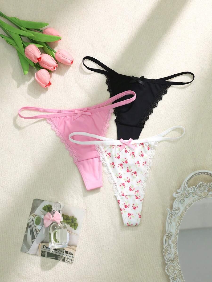 majtki koronka kokardki 3-pack