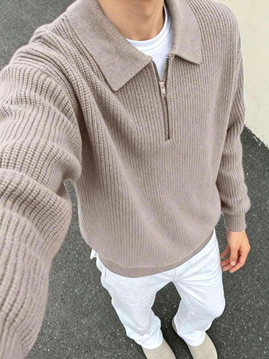 BEŻOWY SWETER ZAMEK