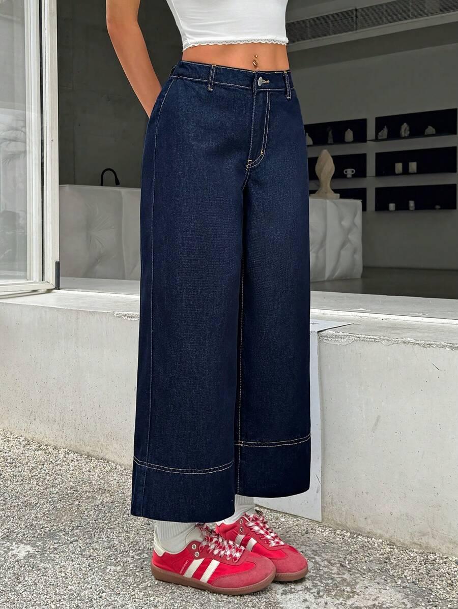 GRANATOWE SPODNIE JEANS