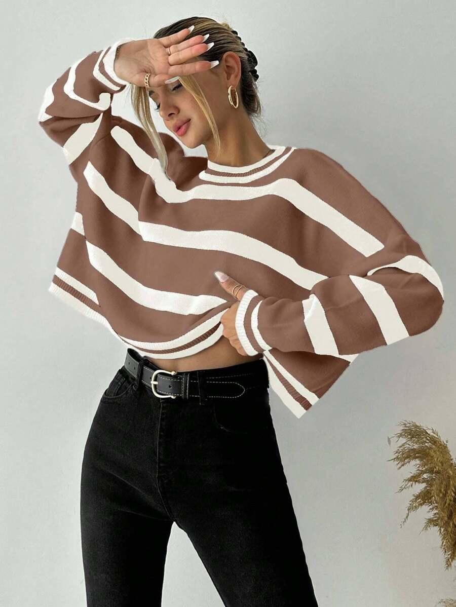 sweter w paski