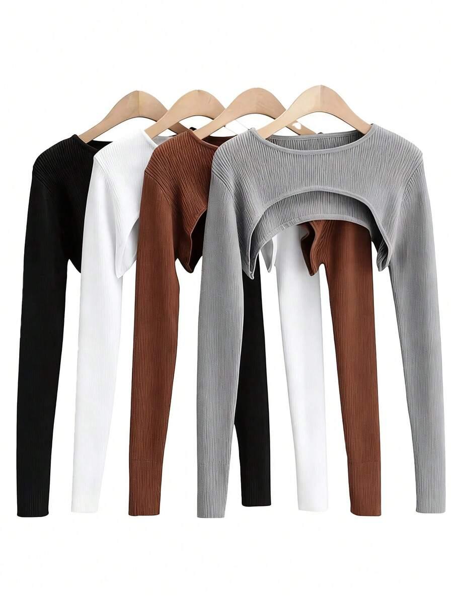 prążkowany biały crop top rękawy