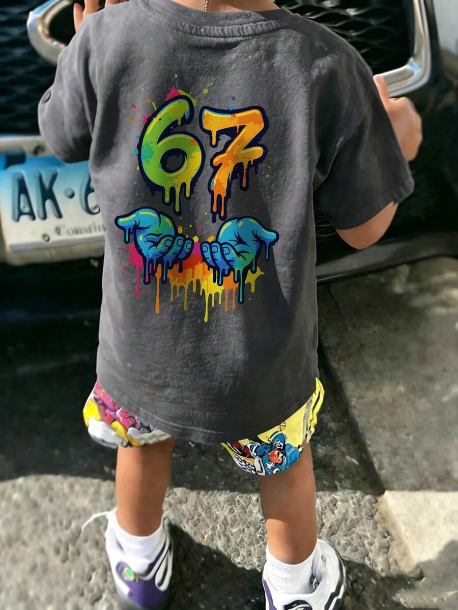 szary t-shirt nadruk