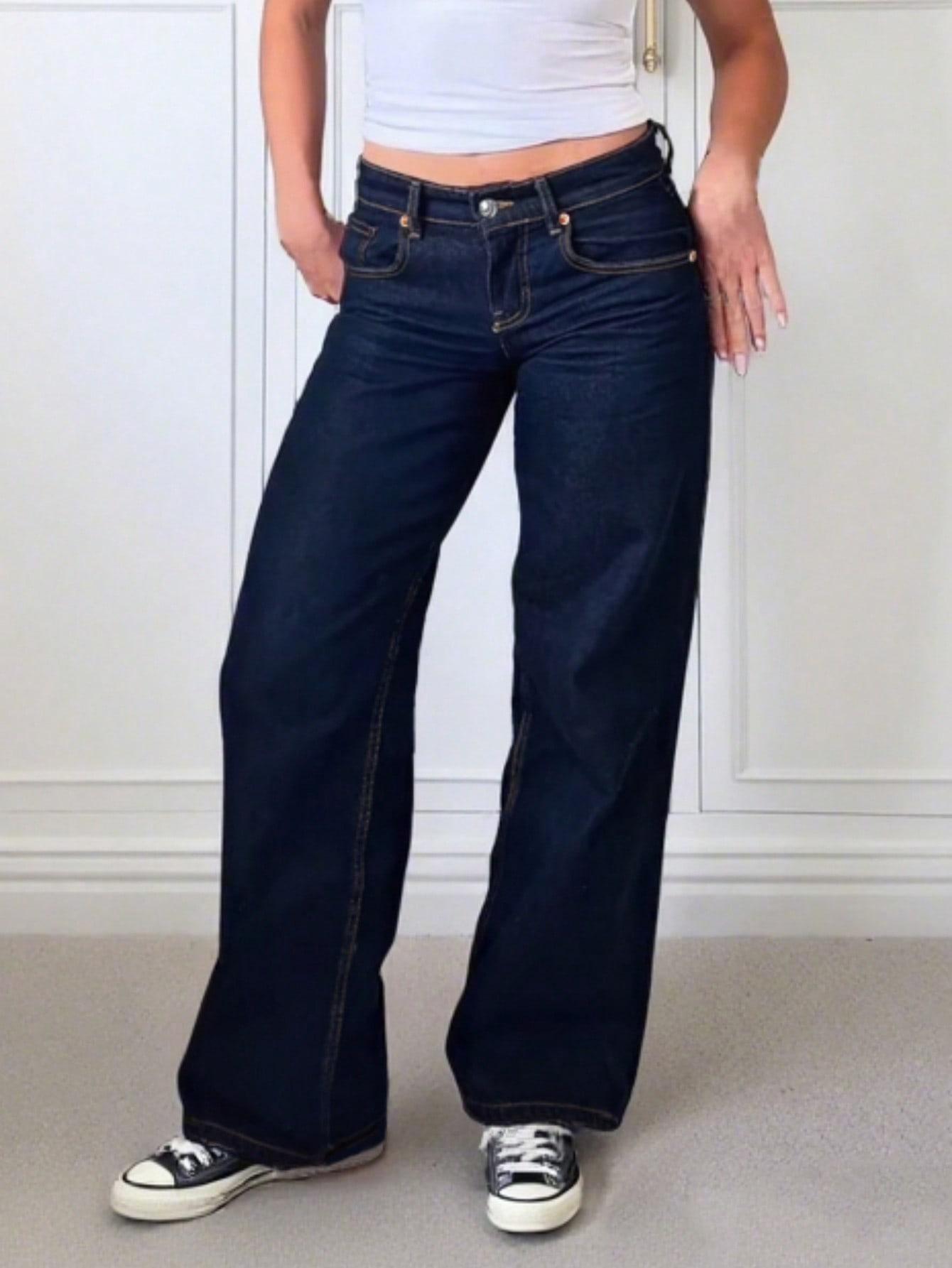 GRANATOWE SPODNIE JEANS