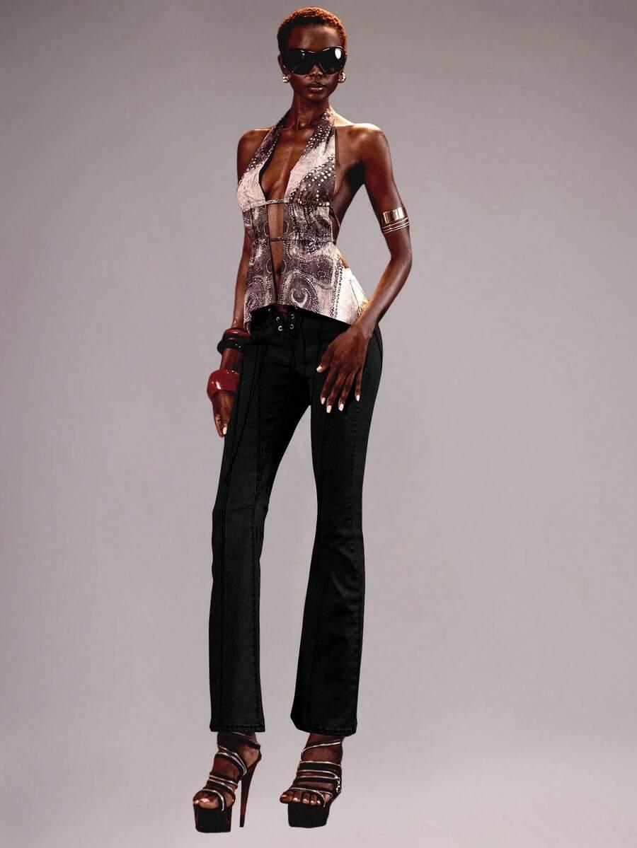 CZARNE SPODNIE JEANS 