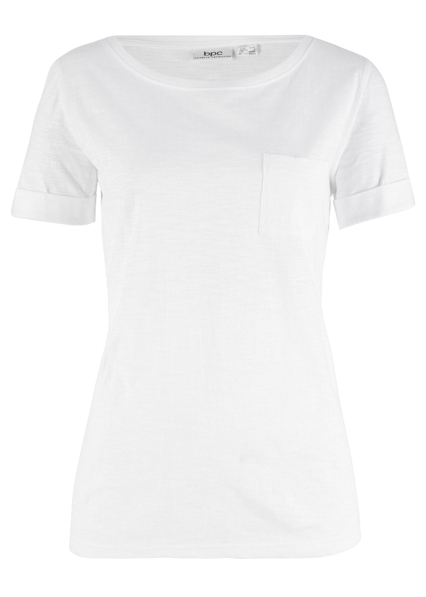 biały t-shirt kieszeń