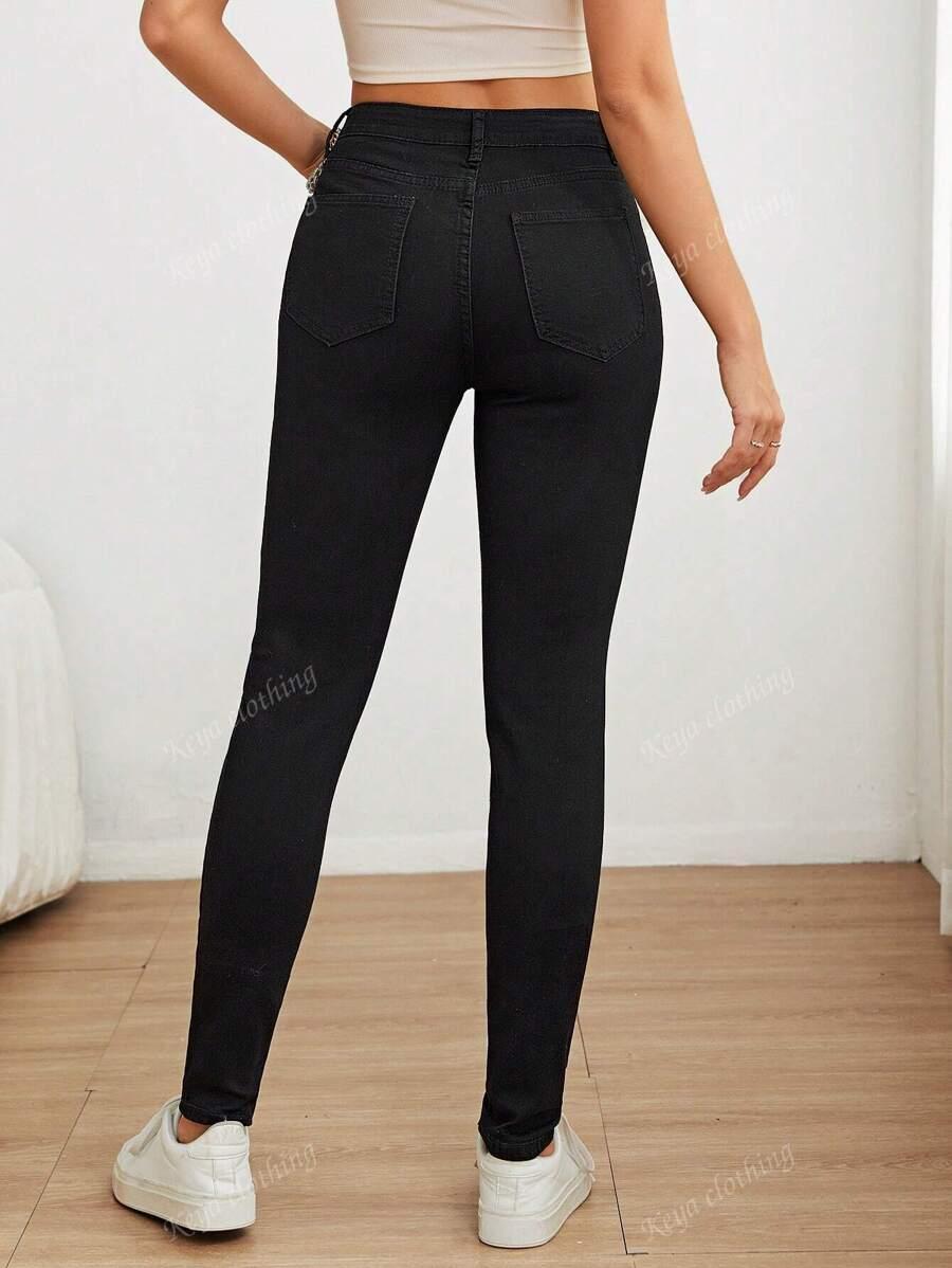 CZARNE SPODNIE RURKI JEANS