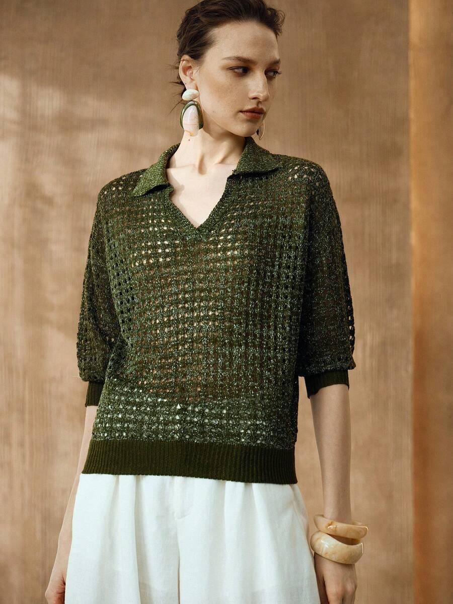 ZIELONY SWETER V-NECK