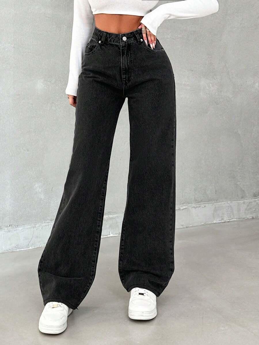 CZARNE SPODNIE JEANS 