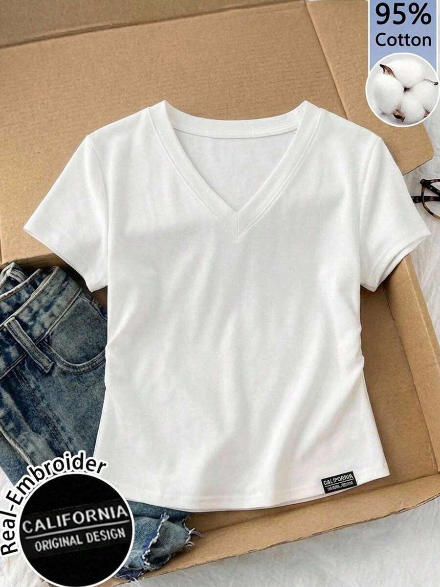 BIAŁA BLUZKA V-NECK