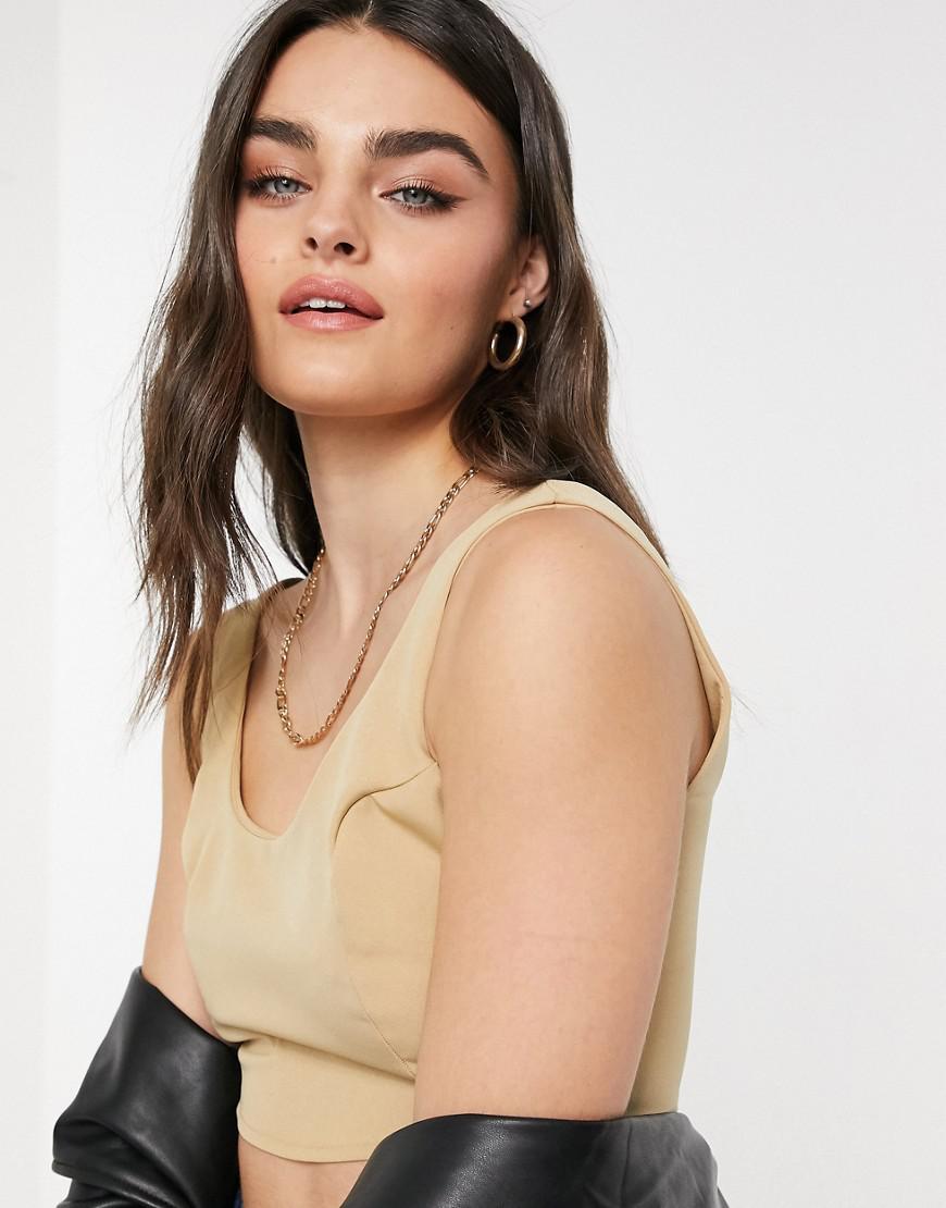 BEŻOWY CROP TOP ZIP