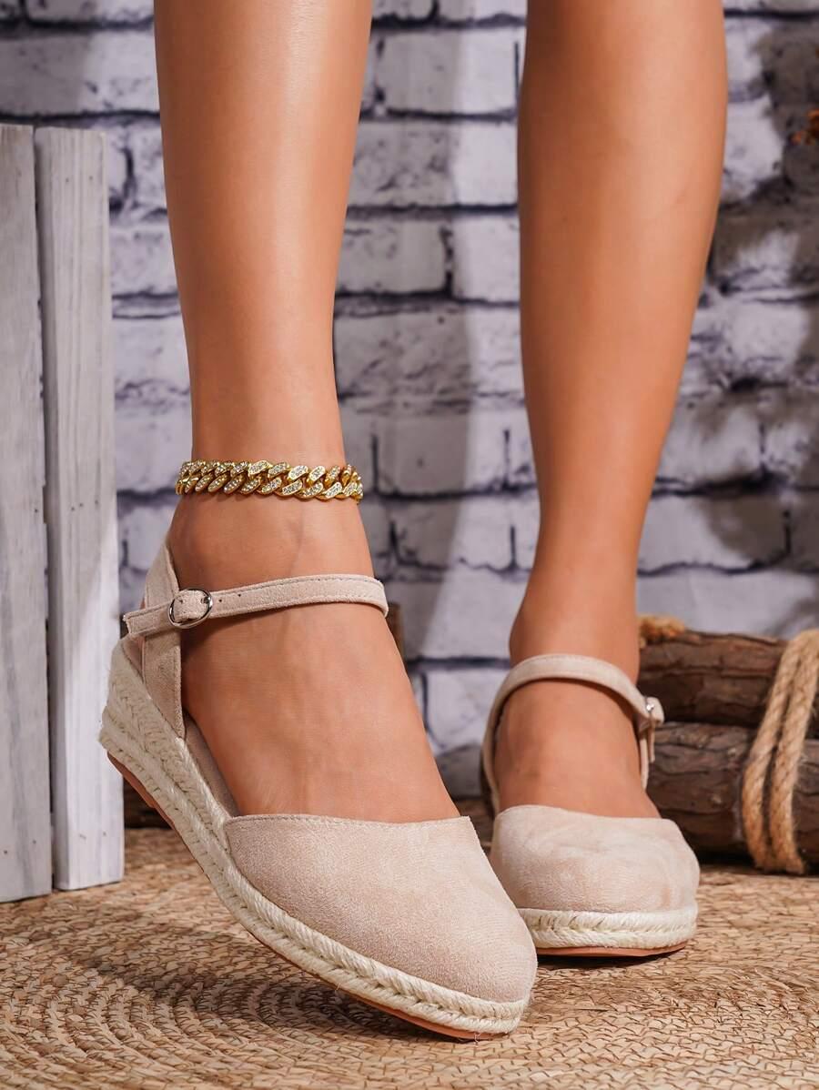 BEŻOWE ESPADRYLE koturn