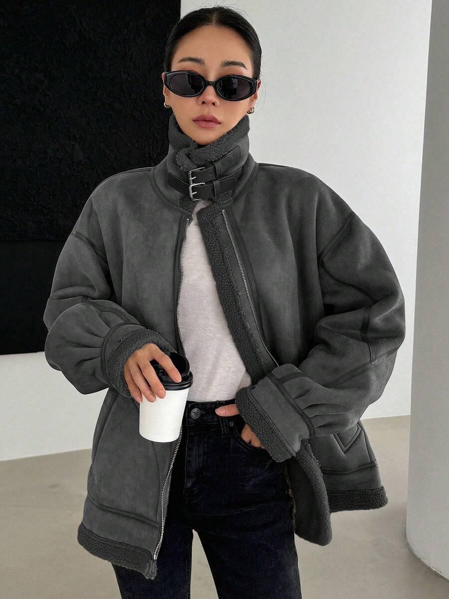 szara kurtka zamek